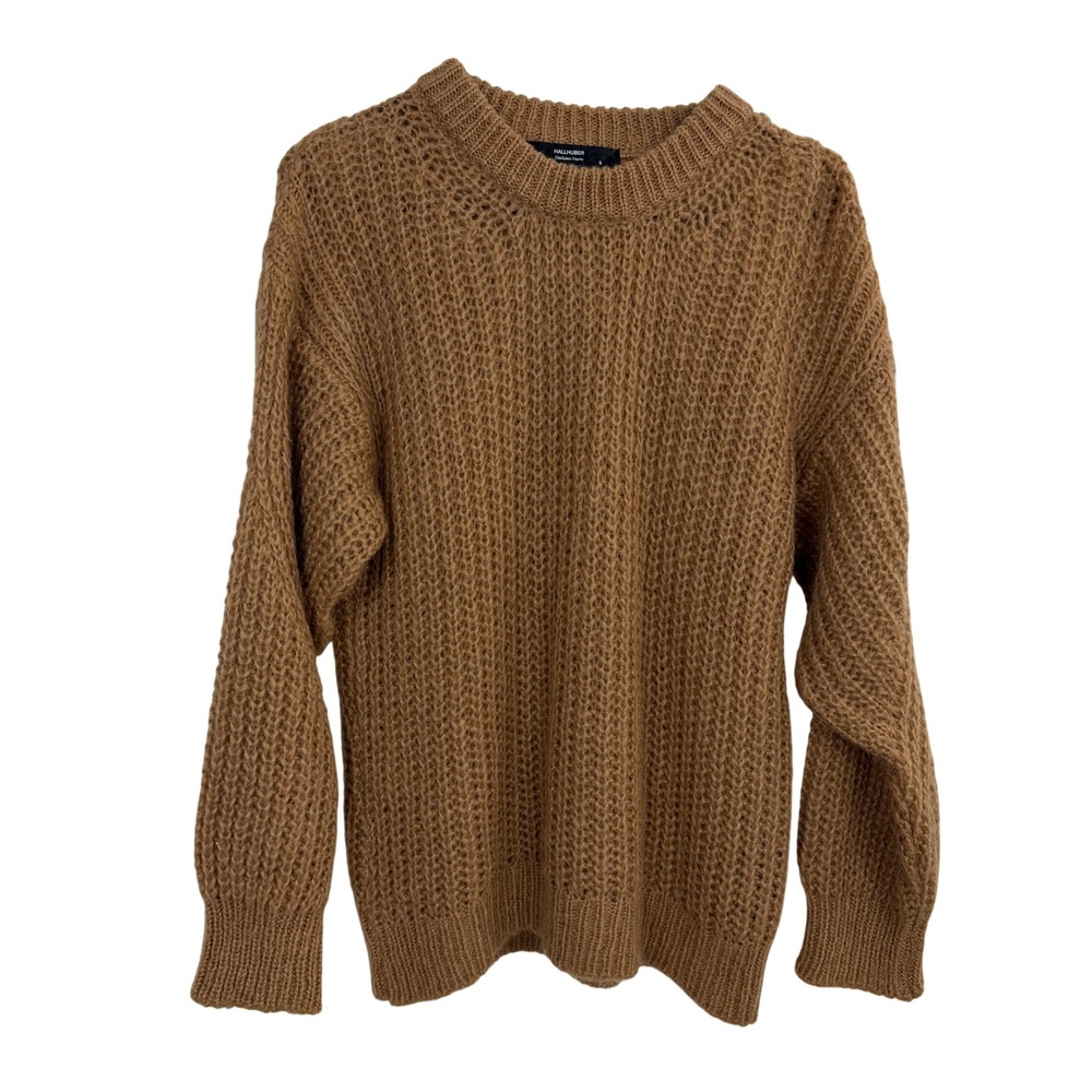 Hallhuber Sweater Womens Small Brown Italian Yarn Knit Crew Neck Long Sleeve